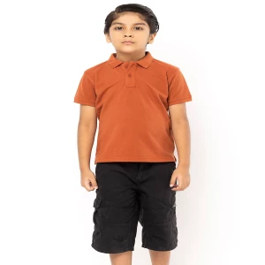 Brick Red Mixed Cotton Polo Shirt